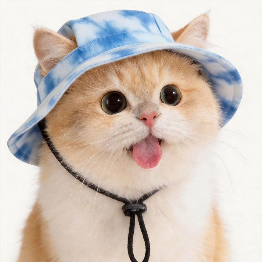 Dog Bucket Hat With Ear Holes Adjustment Summer Beach Visor Sunscreen Cap Suitable For Dog And Cat