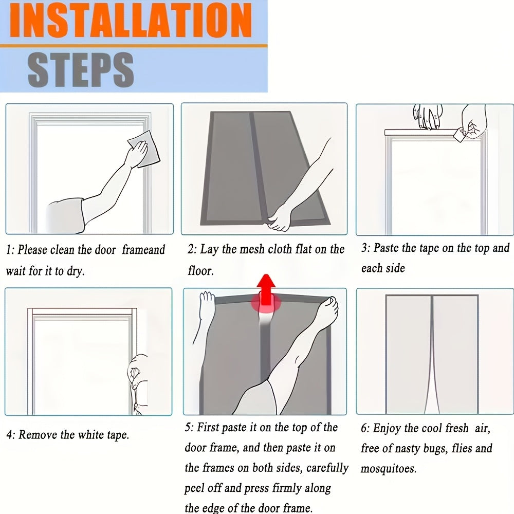 The Magnetic Screen Door Comes With Strong Adhesive Velcro, Easy To Install Without Tools. The Fine Mesh Keeps Out Mosquitoes While Allowing Airflow, The Magnets Make The Curtain Close Automatically,