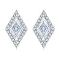S925 Sterling Silver Kite Cut Halo Stud Earrings, 2Ct D-VVS1 Moissanite, Platinum Plated 2.5g Women's Jewelry Gift Box