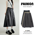 Gray American-style Drawstring Utility Skirt For Women Summer Season