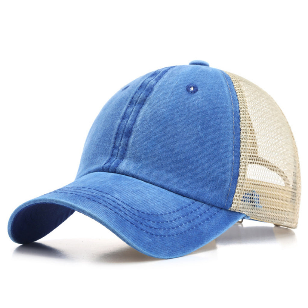 Color-matched Adjustable Patchwork Mesh Fabric, Lightweight And Breathable, Washable And Distressed, Simple And Fashionable Baseball Cap, Suitable For Daily Exercise And Outings.