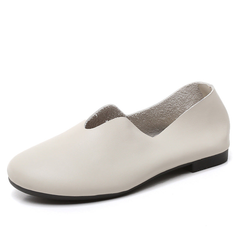Genuine Leather Vintage Handmade Round-Toe Flat Shoes