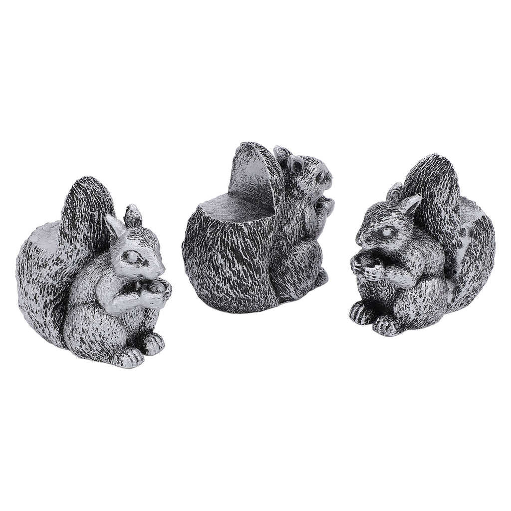 3PCS Flower Pot Decorative Feet Resin Animal Statue Plant Pot Support Feet Planter Riser For Outdoor Garden Squirrel