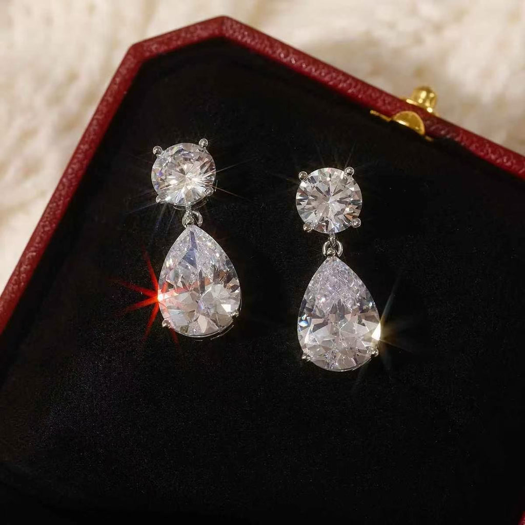 2026 New Trendy Teardrop Zircon Earrings, Cold Minimalist Designer Studs, Niche High-End Elegant Ear Jewelry For Women