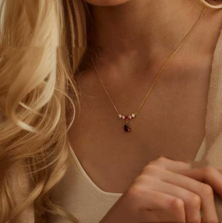 Birthstone Korean Luxury Waterdrop Zircon Necklace