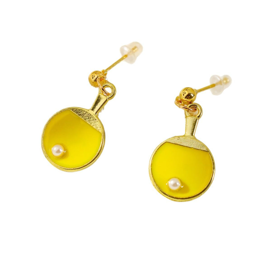 Creative Handmade Table Tennis Paddle Earrings