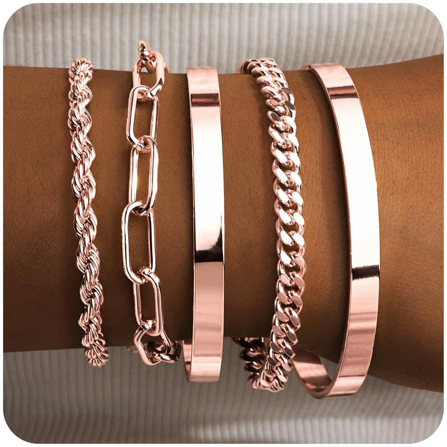 Womens Fashionable Cuban-Chain Adjustable Bracelet