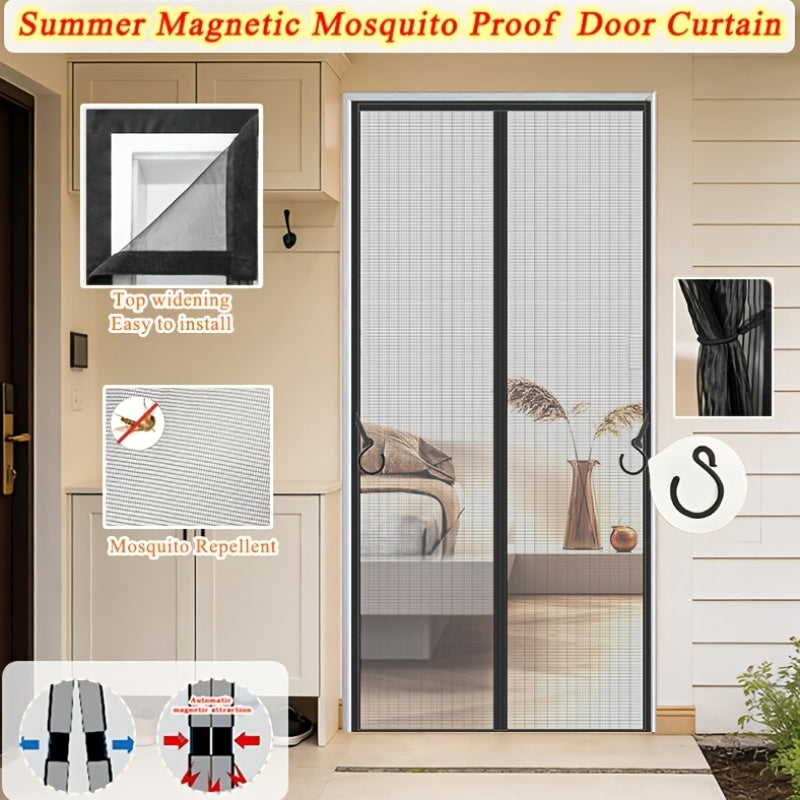 The Magnetic Screen Door Comes With Strong Adhesive Velcro, Easy To Install Without Tools. The Fine Mesh Keeps Out Mosquitoes While Allowing Airflow, The Magnets Make The Curtain Close Automatically,