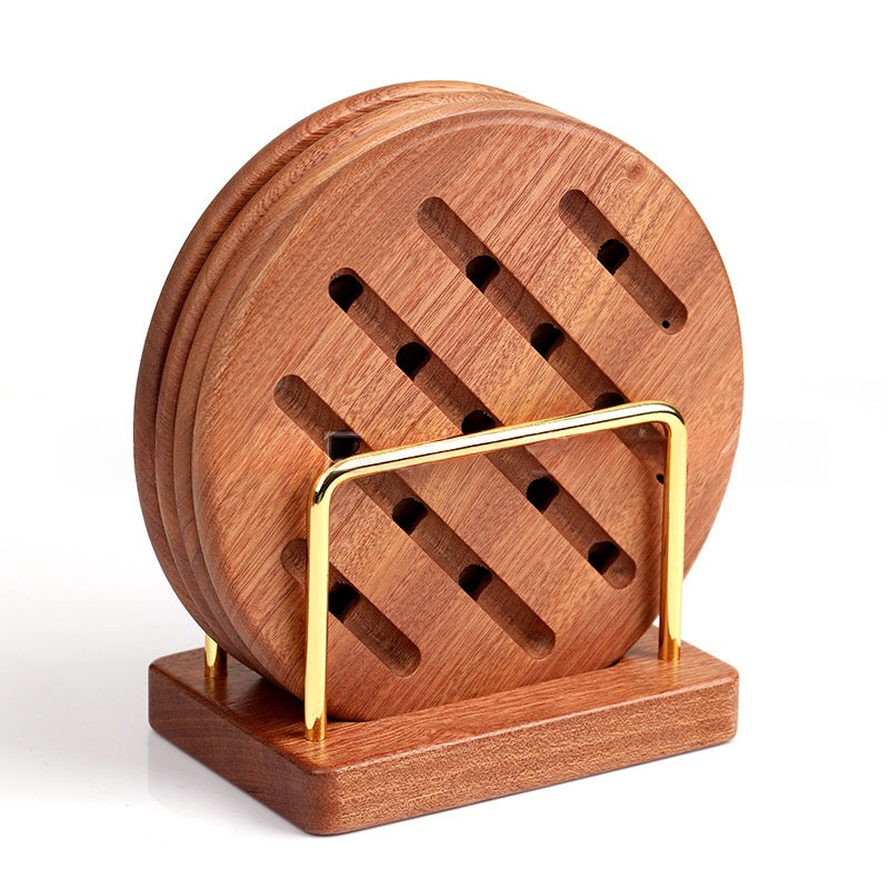 Insulation Mat Ebony Round Coaster