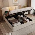 Upholstered Bed Double Bed Storage Storage Storage Light With USB Charging Headboard,Storage Beds Bed Frame Made Of Linen Material Youth Bed Bed 160x200 With Slatted Base Without Mattress