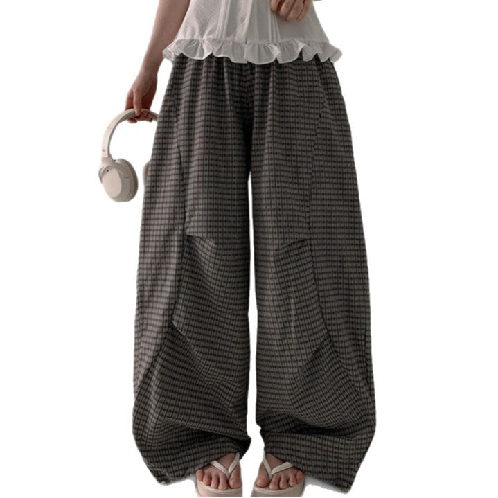 Elastic-waist Loose-fit Laid-back Long Pants