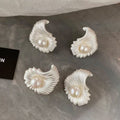 2026 New Fan-Shaped Pearl Earrings, High-End Light Luxury Unique Elegant Irregular Matte Finish Women Ear Jewelry