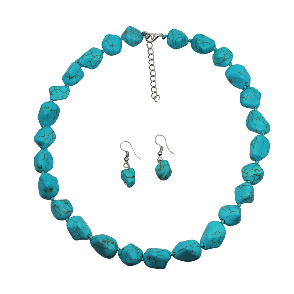 Vintage Turquoise Necklace Earrings Set