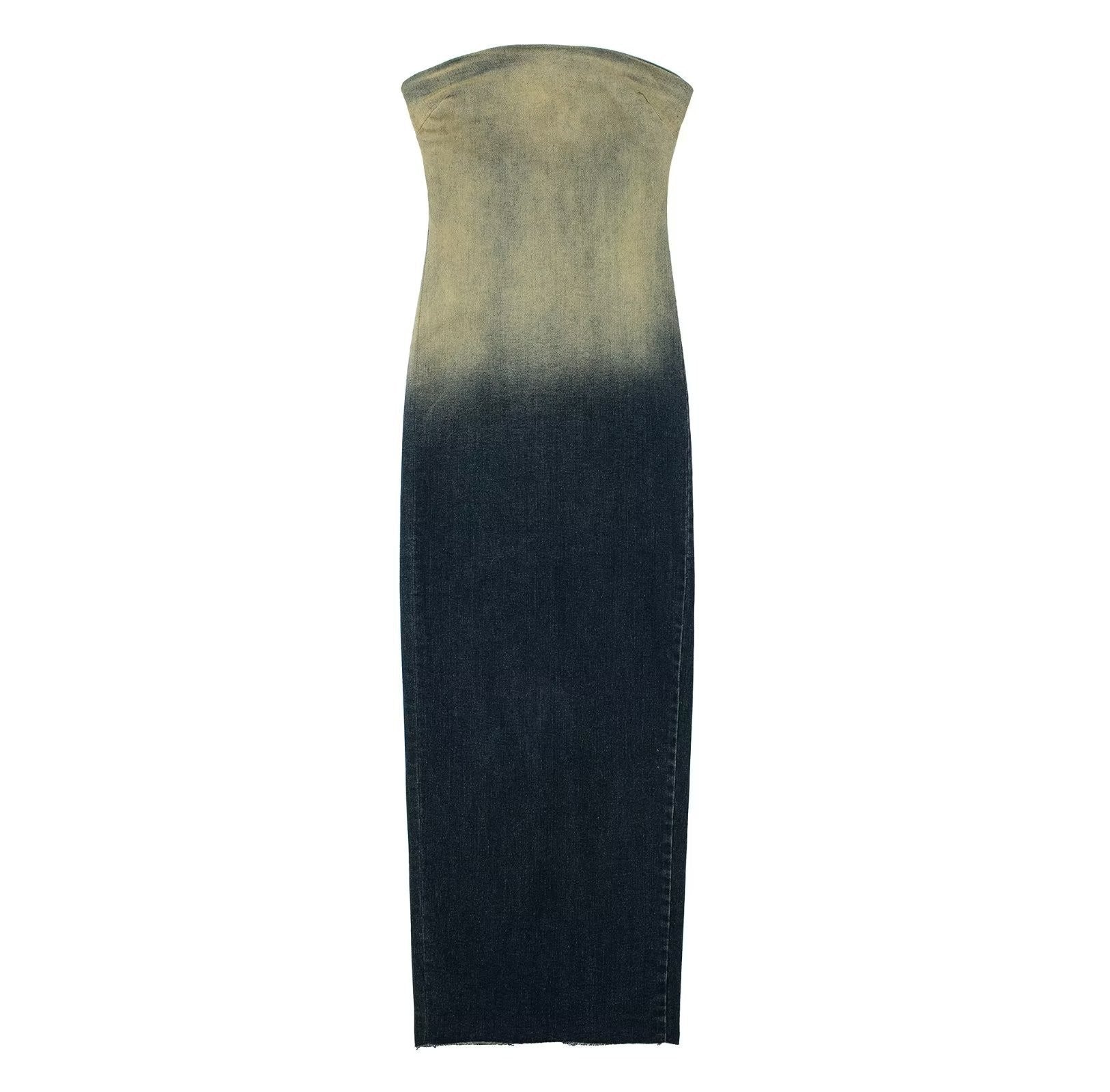 Back-zip Denim Bandeau Dress