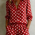Womens European And American Cross-Border Casual Holiday Printed Polka-Dot Set