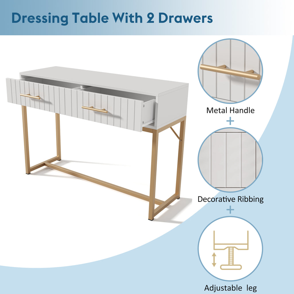 Dressing Table With 2 Drawers 75cm Height ,Chest Of Drawers Bedroom Highboard White Sideboard Drawer Chest Of Drawers Chest Of Drawers For Bedroom, White -H75  W100  D45 Cm
