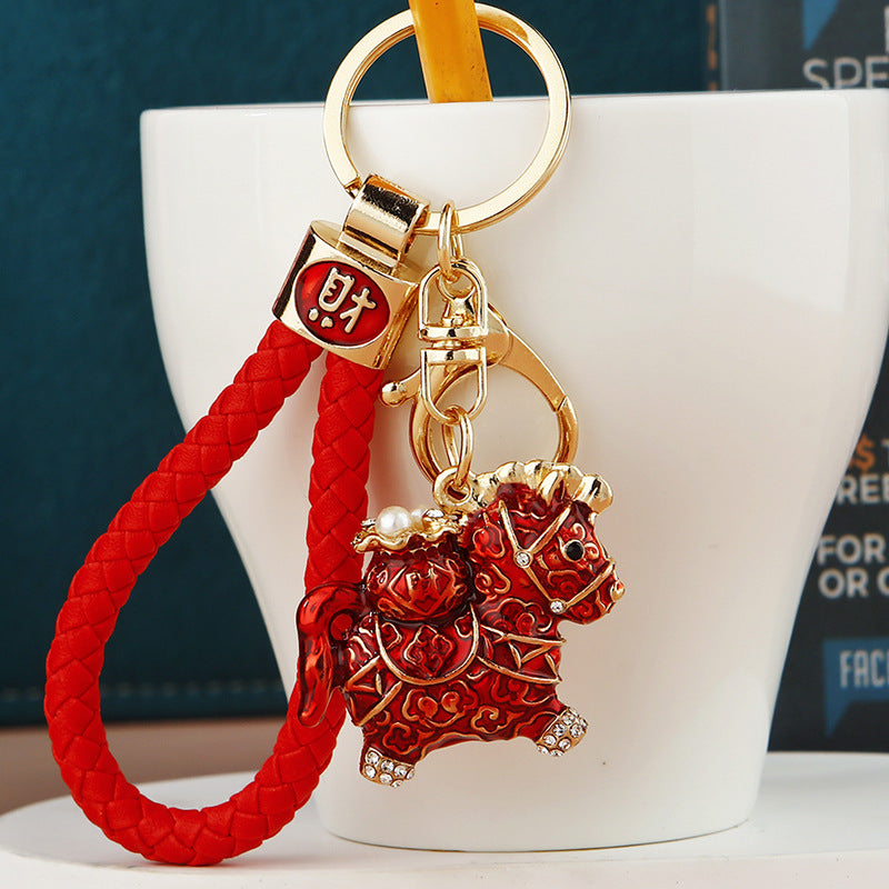 Chinese Style Diamond-embedded Fortune Car Key Ring