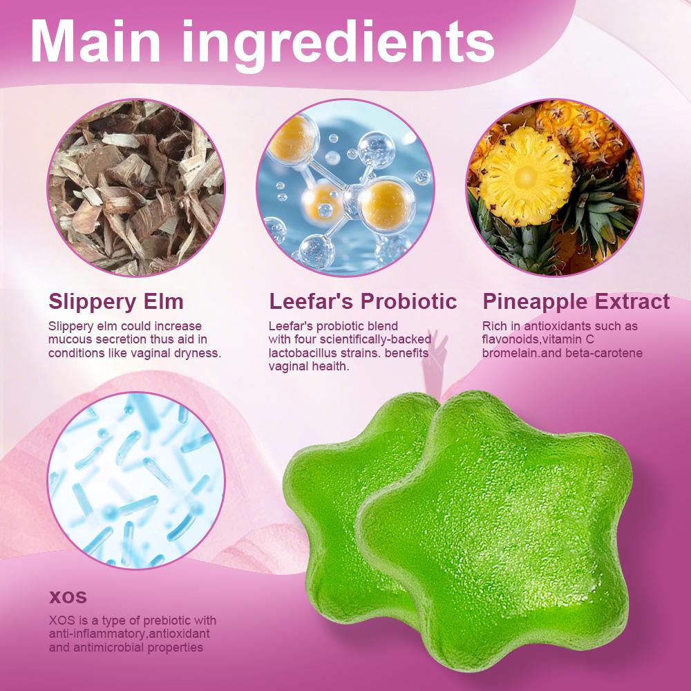 Women Probiotic Gummies Supports PH Balance & Relieves Dryness Contains Slippery Elm Bark Intimate Health Supplement For Women