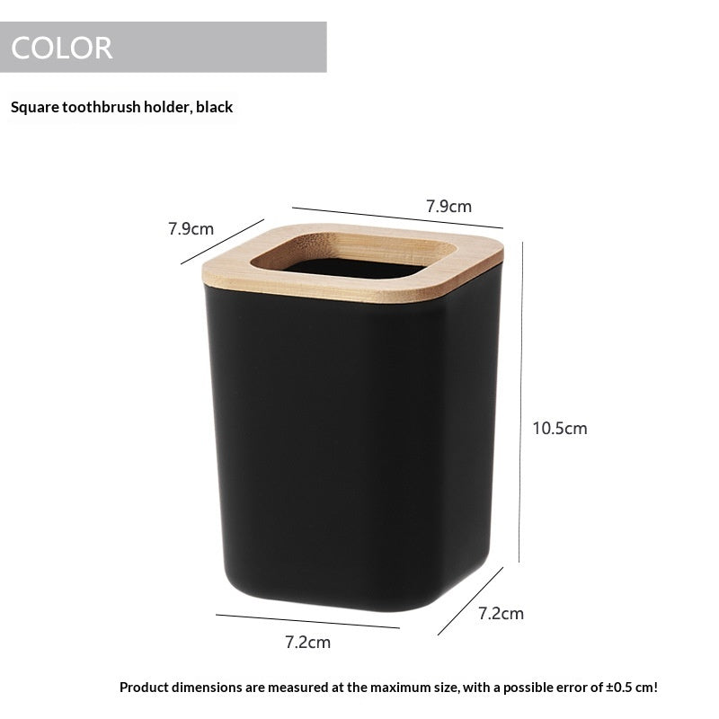 Bamboo And Wood Bathroom Wash Set Four Pieces