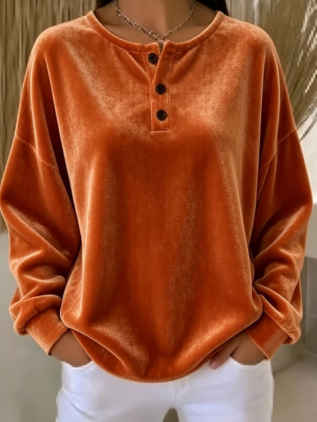 New Loose-fitting Velvet Button Casual Fashion Sweatshirt