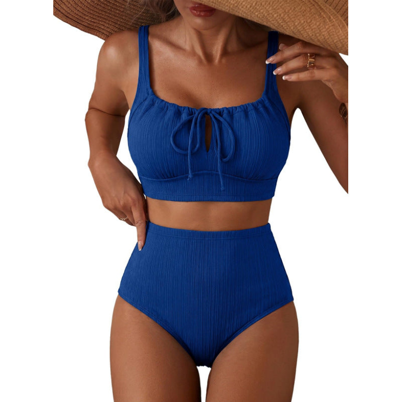 High-waisted Hollow-out Swimsuit Bikini Set