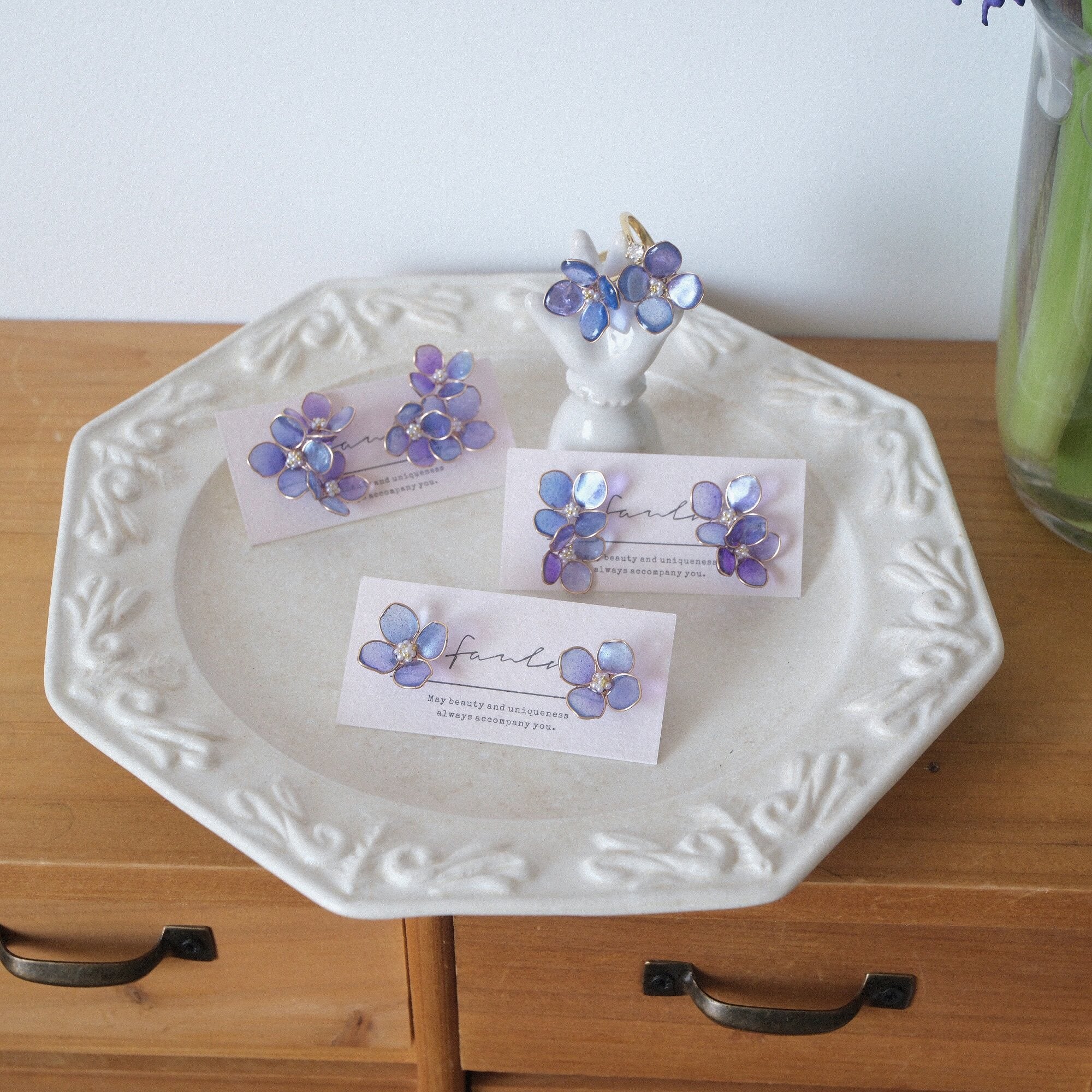 Summer Hydrangea Purple Gentle Flower Earnail Earring