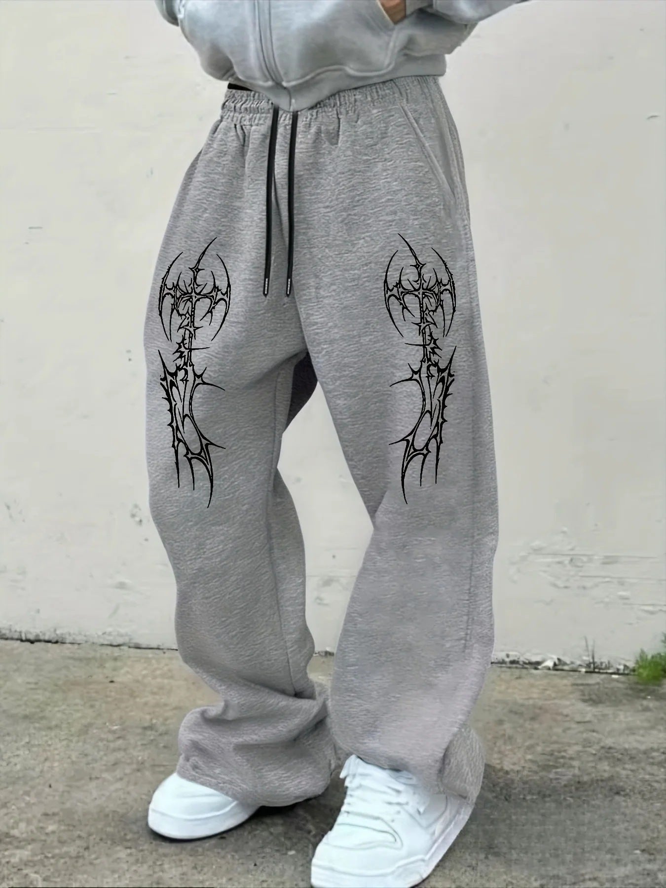 Loose-fit Pants With Dark Gothic Prints Unisex