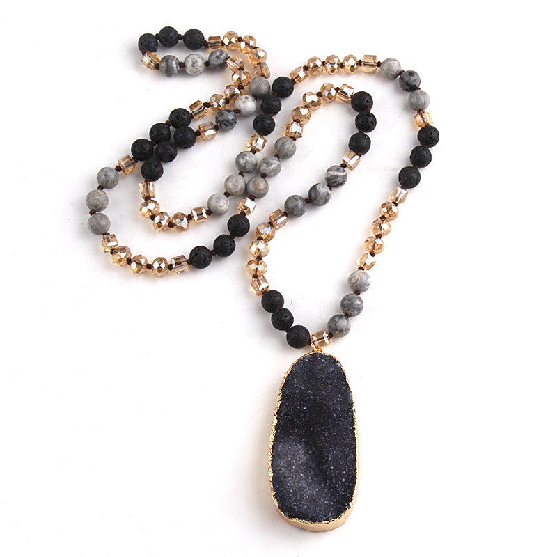 Fashionable Necklace With A Natural Gemstone Pendant