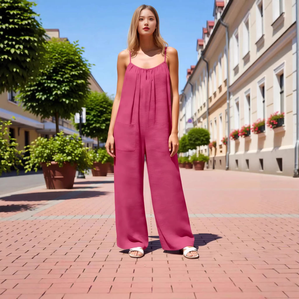 European And American-style Strap Wide-leg Jumpsuit Womens New Summer Style