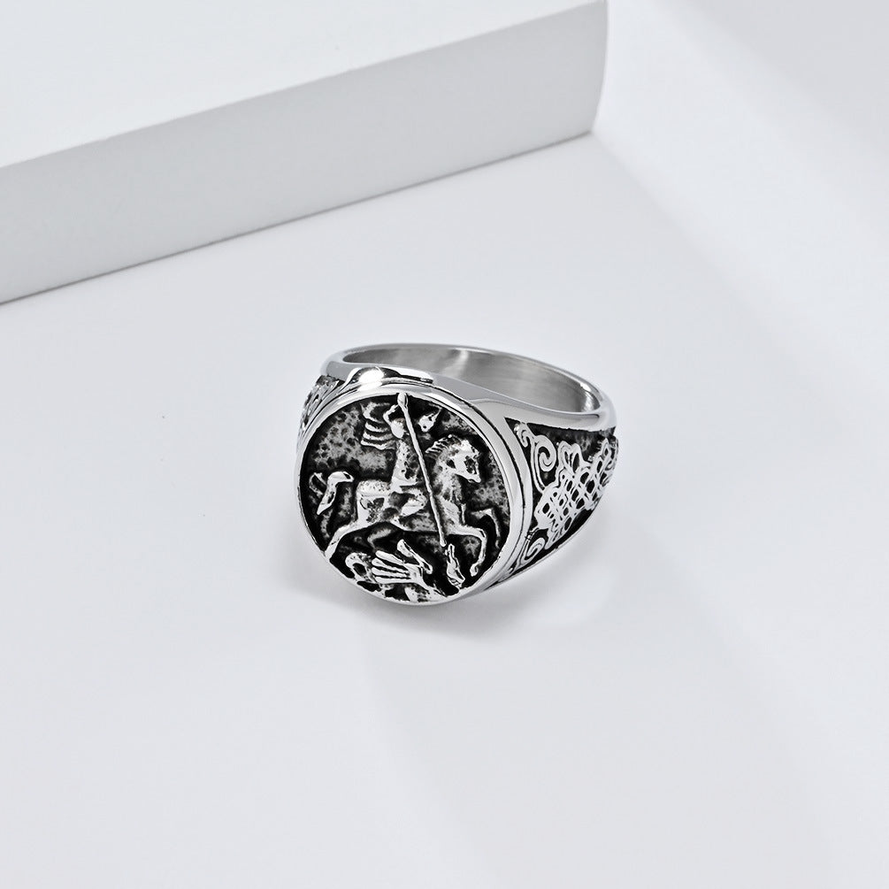 Fashionable Knotted Personality Vintage Templar Titanium Steel Ring