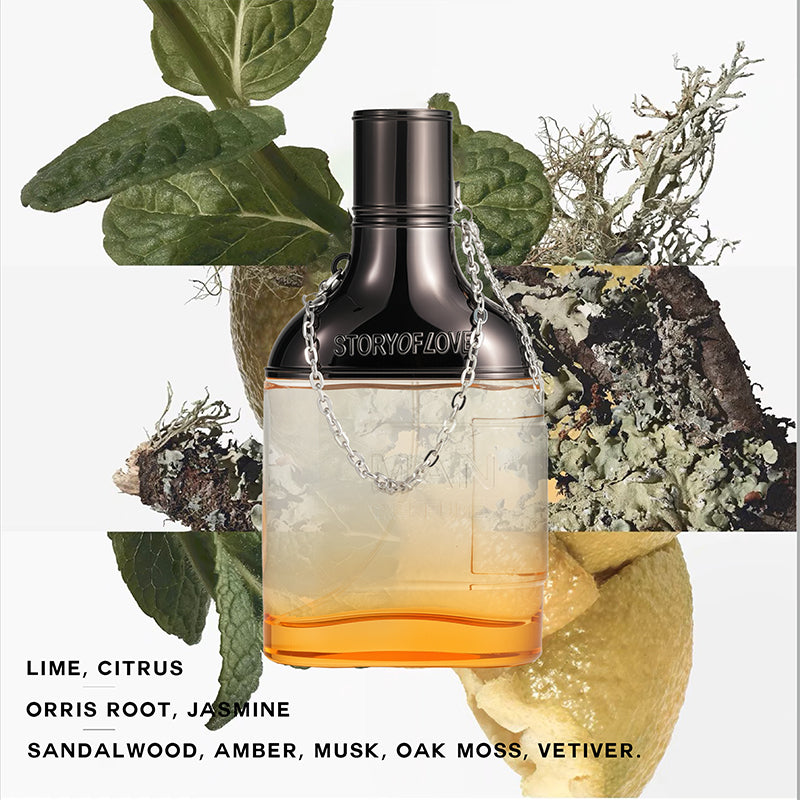 Chained Eau De Cologne For Men,Amber Wood Eau De Cologne, 3.4 FL.OZ Long Lasting Woody Citrus Scent Perfume For Men, Ideal Gift Set