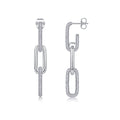 S925 Sterling Silver Chunky Chain Drop Earrings, D-VVS1 Moissanite Pave, Platinum Plated 9.2g Women's Jewelry Gift Box