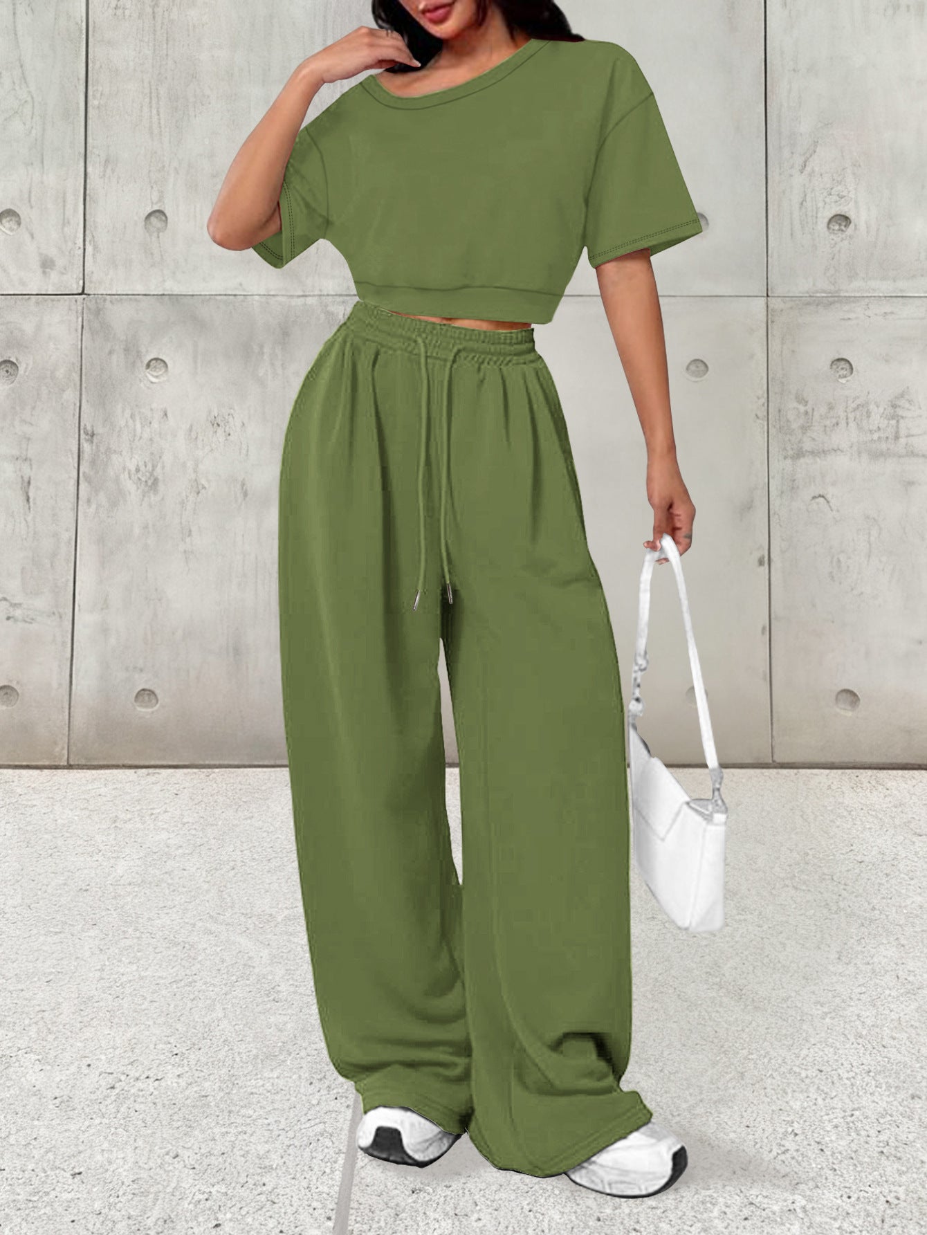 Womens Casual Set With A Crew Neck