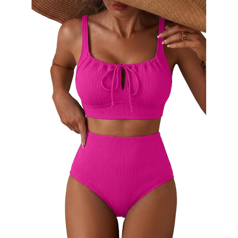 High-waisted Hollow-out Swimsuit Bikini Set