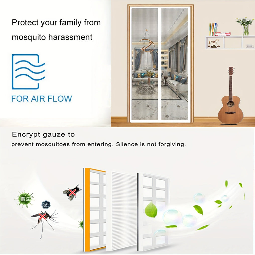 Magnetic Mosquito-proof Door Curtain, Summer Upgraded Screen Window, No Need To Drill, Mesh Curtain - Keeps Insects Out While Allowing Ventilation, Classic Style, Suitable For Bedrooms, Living Rooms,