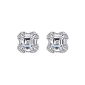 S925 Sterling Silver Halo Stud Earrings, 6mm D-VVS1 Asscher Cut Moissanite, Platinum Plated 2.6g Women's Jewelry Gift Box