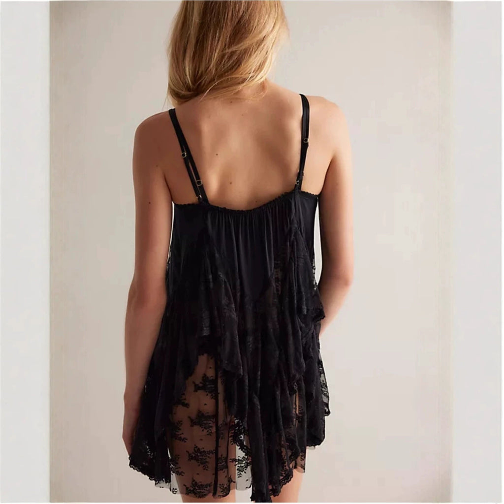Pure-Desire Spliced Sexy Asymmetric Lace Camisole