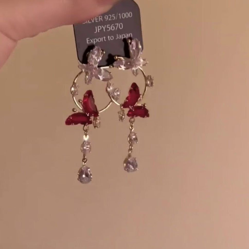 2026 New Teardrop Butterfly Tassel Earrings, Light Luxury High-End Fashion Jewelry For Women, Perfect For Round & Square Faces
