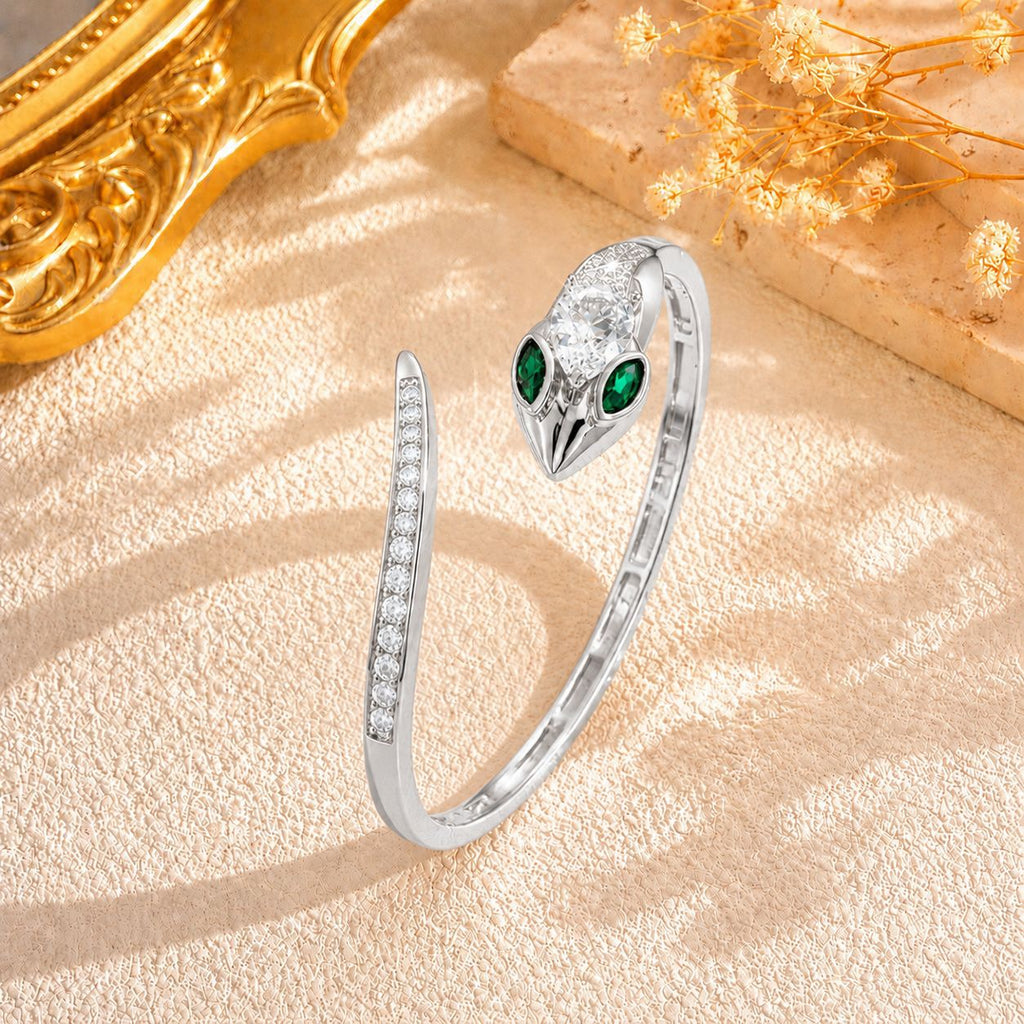 Green-Eyed Diamond-Encrusted Serpentine Bracelet