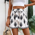 Womens Casual Versatile Printed Slim-fit Wide-leg Shorts