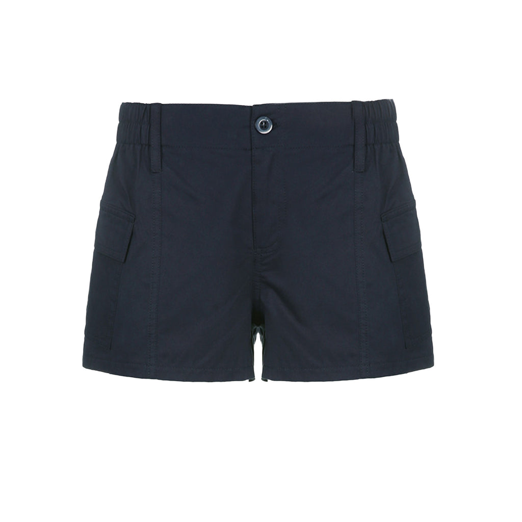 Womens Versatile Fashionable Solid-color Utility Denim Shorts