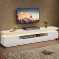 175x38x45cm Living Room TV Stand With 2 L-Shaped Cabinets And 1 Drawer,High Gloss Living Room Cabinet With LED,Lowboard With Semi-Open Storage,Floor-standing TV Cabinet Suitable For TVs Around 75 Inch