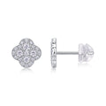 S925 Sterling Silver Clover Stud Earrings, D-VVS1 Moissanite Pave, Platinum Plated 1.2g Women's Jewelry Gift Box