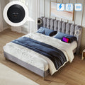 Upholstered Bed Double Bed With USB Type C Charging Function, Bed Frame With Slatted Frame, Upholstered Bed In Grey, 160 X 200 Cm Bed Frame Youth Bed For Bedroom Guest Room Linen Material