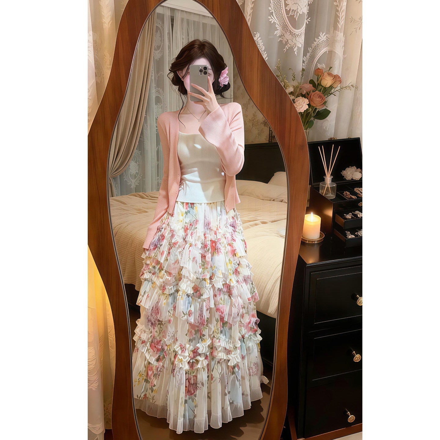 H1413 Soft-style Asymmetric Skirt