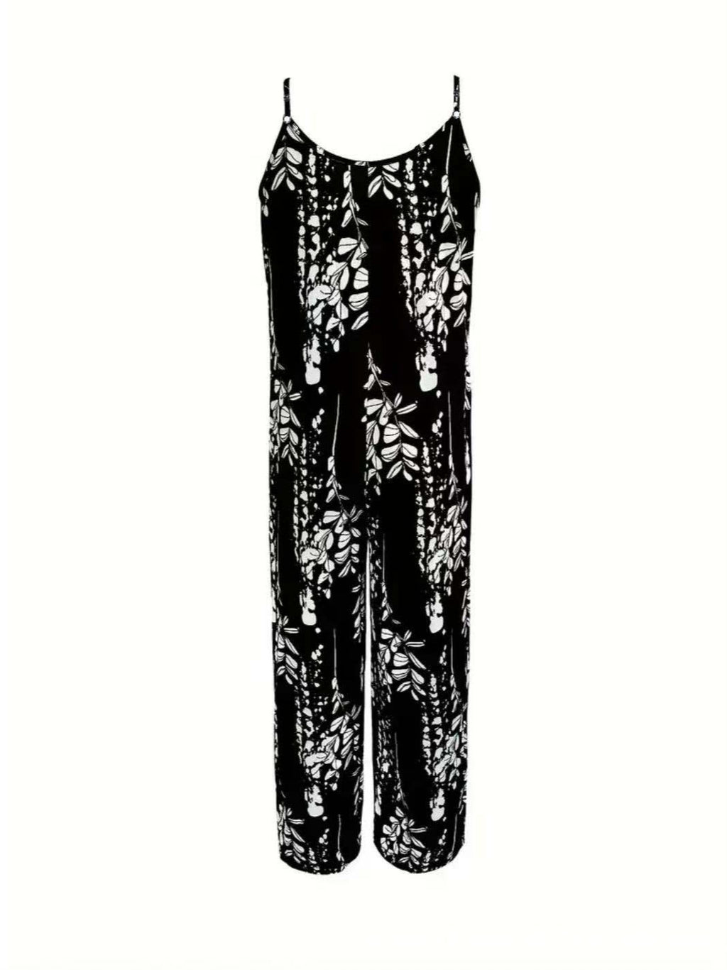 European And American Plus-Size Womens Fashionable Printed Strap Jumpsuit