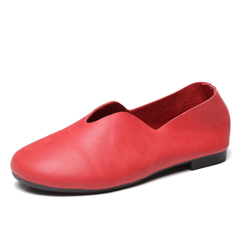 Genuine Leather Vintage Handmade Round-Toe Flat Shoes