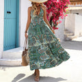 Backless Lace-Up Tassel Paisley-Print Resort Dress