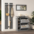 Wandgarderoben-Set 80 X25 X96.5 Cm, Inkl. Spiegel, 2 Wandpaneelen, Einer Regalwand Und Einem Schuhschrank, Korpus Anthrazitgrau Matt, Flurmobel, Flurtrockenstander, Flurgarderobe, Schuhwechsler-Set,