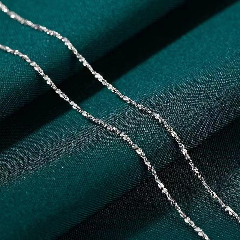 999 Fine Silver Necklace For Women Studded With Tiny Stars  Cross-link Box Chain